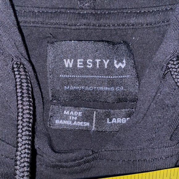 Westy Men's Hooded Long Sleeve Sweatshirt Pullover Sweater Black/Gray Size Large - Picture 3 of 3